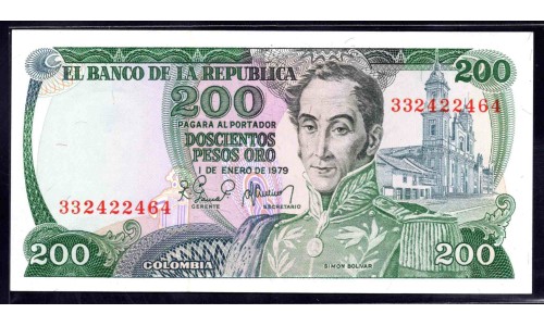 Колумбия 200 песо 1979 г. (COLOMBIA  200 pesos oro 1979) P 419: UNC