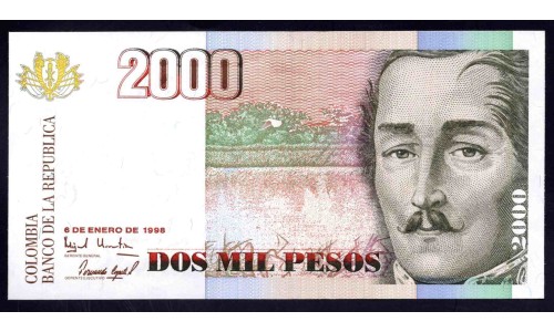 Колумбия 2000 песо 06.01.1998 г. (COLOMBIA  2000 pesos 06.01.1998) P 445с: UNC