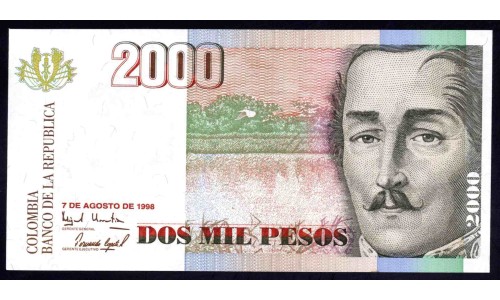 Колумбия 2000 песо 07.08.1998 г. (COLOMBIA  2000 pesos 07.08.1998) P 445d: UNC