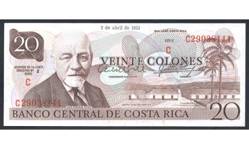 Коста Рика 20 колон 1983 г. (COSTA RICA 20 colones 1983) P 238с: UNC 
