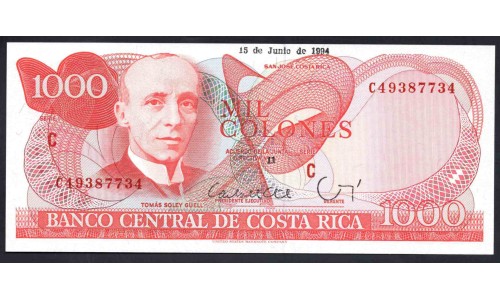 Коста Рика 1000 колон 1994 г. (COSTA RICA 1000 colones 1994) P 259b: UNC 