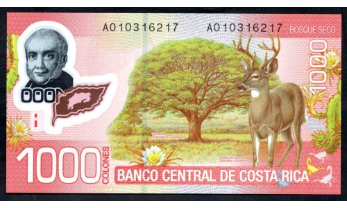 Коста Рика 1000 колон 2009 г. (COSTA RICA 1000 colones 2009.) P 274a: UNC 