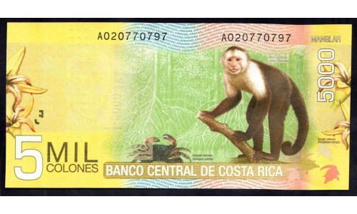 Коста Рика 5000 колон 2009 г. (COSTA RICA 5000 colones 2009) P 276: UNC 