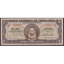 Коста Рика 2 колона 18 Junio 1941 года, РЕДКОСТЬ (COSTA RICA 2 colones 18 Junio1942) P 201a: VF+++
