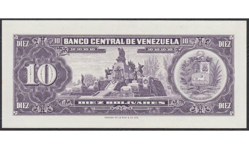 Венесуэла 10 боливаров 1970 года (Venezuela 10 Bolivares 1970) P 45g: UNC