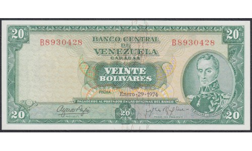 Венесуэла 20 боливаров 1974 года (Venezuela 20 Bolivares 1974) P 46e: UNC