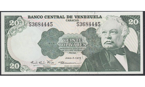 Венесуэла 20 боливаров 1977 года (Venezuela 20 Bolivares 1977) P 53b: UNC