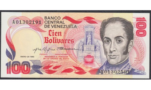 Венесуэла 100 боливаров 1980 года (Venezuela 100 Bolivares 1980) P 59a: UNC
