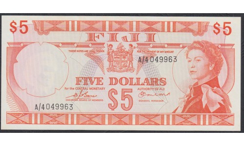 Фиджи 5 долларов 1974 года (FIJI  5 dollars 1974) P 72b: UNC-/UNC