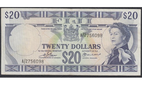 Фиджи 20 долларов 1974 года (FIJI  20 dollars 1974) P 75b: VF/XF