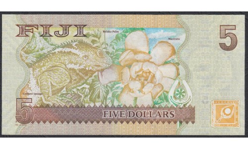 Фиджи 5 долларов 2007-2011 годов (FIJI  5 dollars 2007-2011) P 110b: UNC