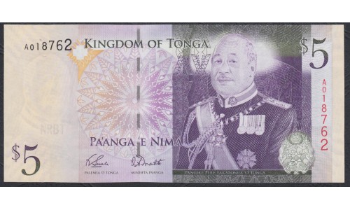 Тонга 5 па'анга 2009 года (Tonga 5 pa'anga 2009) P 39(1): UNC