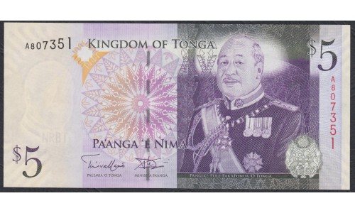 Тонга 5 па'анга 2009 года (Tonga 5 pa'anga 2009) P 39(2): UNC