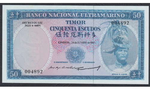 Тимор 50 эскудо 1967 года (TIMOR 50 escudos 1967) P 27a (2): UNC
