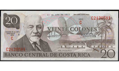 Коста Рика 20 колон 1973 г. (COSTA RICA 20 colones 1973) P 238b: UNC 