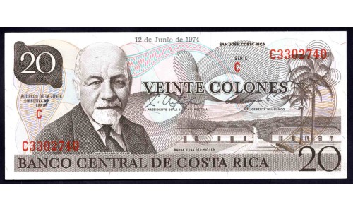 Коста Рика 20 колон 1974 г. (COSTA RICA 20 colones 1974) P 238: UNC 