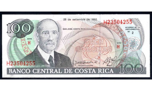 Коста Рика 100 колон 1993 г. (COSTA RICA 100 colones 1993) P 261: UNC 