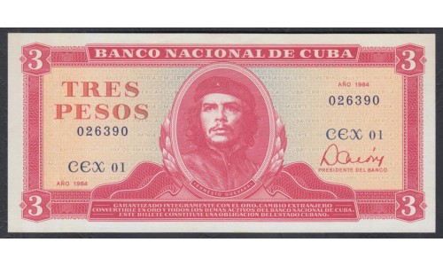 Куба 3 песо 1984 год (CUBA 3 pesos 1984) P107a: UNC 