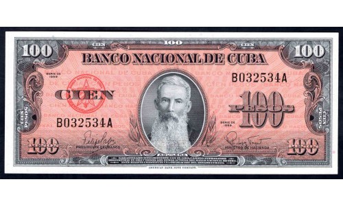 Куба 100 песо 1959 год (CUBA 100 pesos 1959) P 93а: UNC 