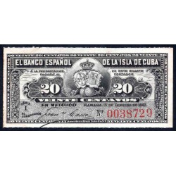 Куба 20 центаво 1897 год (CUBA 20 centavos 1897 g.) P53:Unc