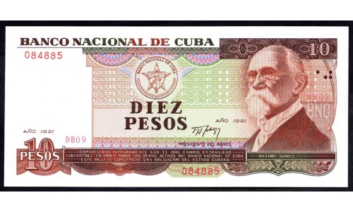 Куба 10 песо 1991 год (CUBA 10 pesos 1991) P 109: UNC 
