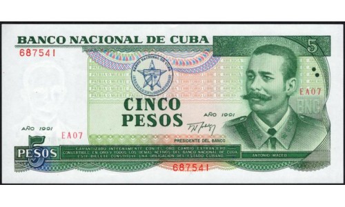 Куба 5 песо 1991 год (CUBA 5 pesos 1991) P 108a : UNC