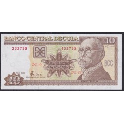Куба 10 песо 2002 год (CUBA 10 pesos 2002) P 117е: UNC 