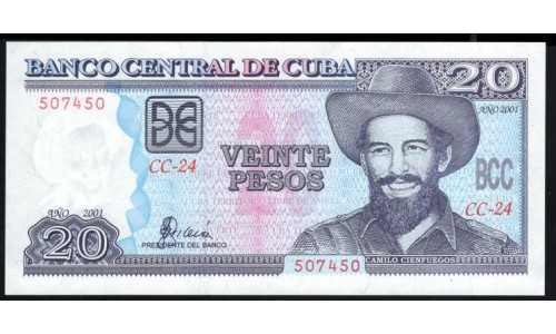 Куба 20 песо 2001 год (CUBA 20 pesos 2001) P 118c: UNC 