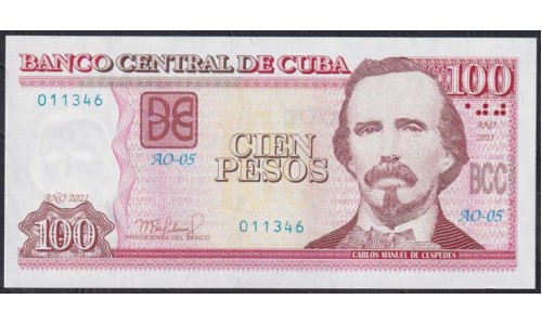 Куба 100 песо 2021 год (CUBA 100 pesos 2021) P129l: UNC