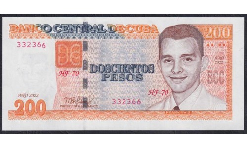 Куба 200 песо 2022 (CUBA 200 pesos 2022) P 130f: UNC