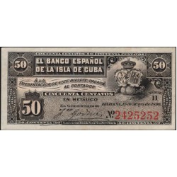Куба 50 центаво 1896 год (CUBA 50 centavos 1896) P 46a : aUNC