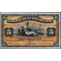 Куба 5 песо 1896 (CUBA 5 peso 1896) P48b : UNC