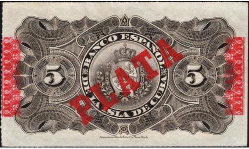 Куба 5 песо 1896 (CUBA 5 peso 1896) P48b : UNC