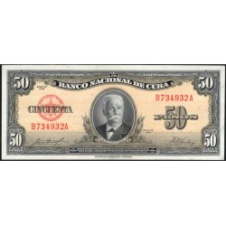 Куба 50 песо 1958 год (CUBA 50 pesos 1958 year) P81b:UNC