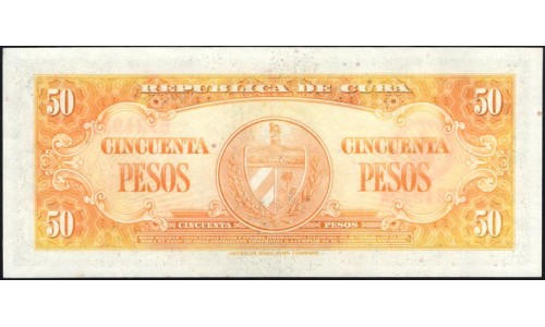 Куба 50 песо 1958 год (CUBA 50 pesos 1958 year) P81b:UNC