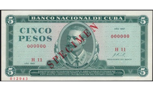 Куба 5 песо 1967 (CUBA 5 pesos 1967) P 103a(s) : UNC