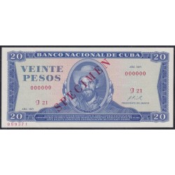 Куба 20 песо 1971 год (CUBA 20 pesos 1971) P 105as: UNC SPECIMEN
