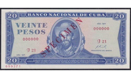 Куба 20 песо 1971 год (CUBA 20 pesos 1971) P 105as: UNC SPECIMEN
