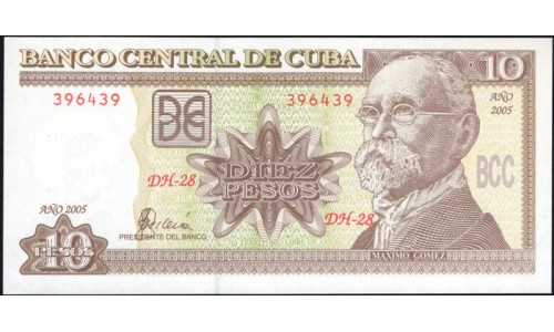 Куба 10 песо 2005 год (CUBA 10 pesos 2005) P 117h: UNC 