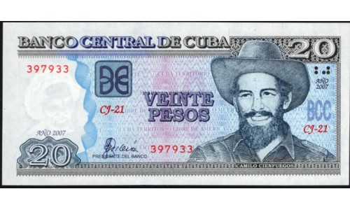 Куба 20 песо 2007 год (CUBA 20 pesos 2007) P 122d: UNC