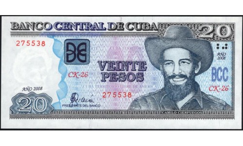 Куба 20 песо 2008 (CUBA 20 pesos 2008) P 122e: UNC
