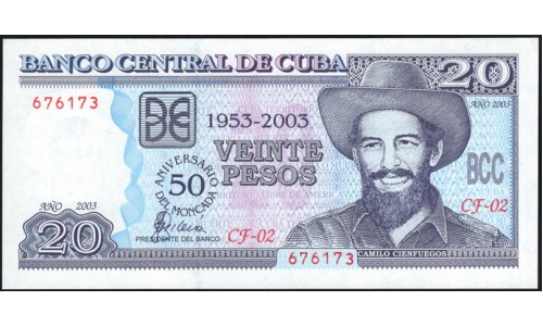 Куба 20 песо 2003 год (CUBA 20 pesos 2003) P 126: UNC 