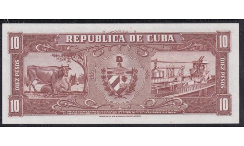 Куба 10 песо 1960 год, Подпись товарища Эрнесто Че Гевара (CUBA 10 pesos 1960) P 88c: UNC 