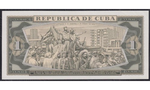 Куба 1 песо 1965 год (CUBA 1 peso 1965) P 94c: UNC