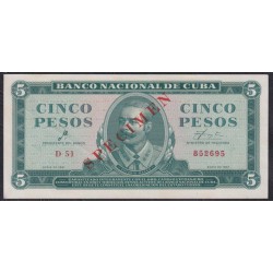 Куба 5 песо 1961 год, ОБРАЗЕЦ! РАРИТЕТ!!! С подписью товарища Че Гевара!!(CUBA 5 pesos 1961, SPECIMEN) P 95s: aUNC/UNC