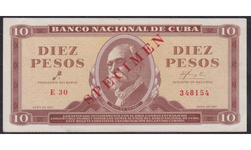 Куба 10 песо 1961 год, ОБРАЗЕЦ! РАРИТЕТ!!! С подписью товарища Че Гевара!!(CUBA 10 pesos 1961, SPECIMEN) P 96s: aUNC/UNC