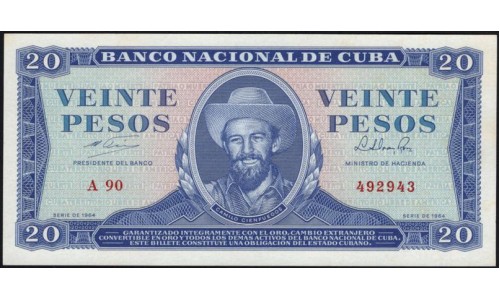 Куба 20 песо 1964 год (CUBA 20 pesos 1964 year) P97b : UNC