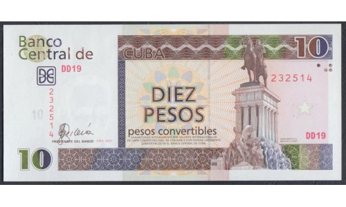 Куба конвертируемый песо 10 песо 2007 (Cuba pesos convertible 10 peso 2007)  P FX49: UNC