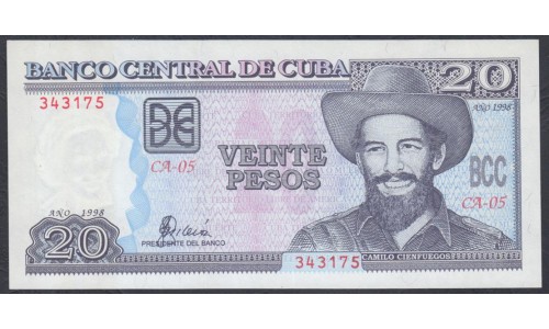 Куба 20 песо 1998  (CUBA 20 pesos 1998) P 118a: UNC 