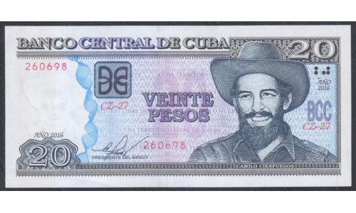 Куба 20 песо 2016 год (CUBA 20 pesos 2016 year) P 122k: UNC